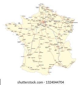 Map of the main roads of the French railway network