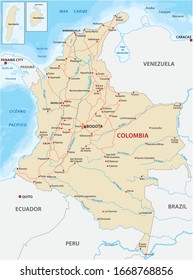 327 River Map Colombia Images Stock Photos Vectors Shutterstock   Map Main Roads Rivers Colombia 260nw 1668768856 