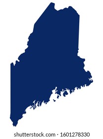 Map of Maine in blue colour