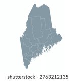 Map of Maine state with counties borders	