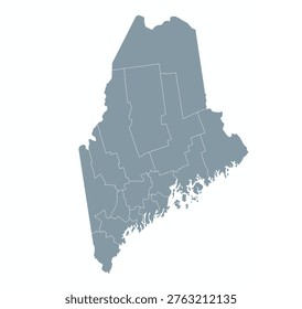 Map of Maine state with counties borders	