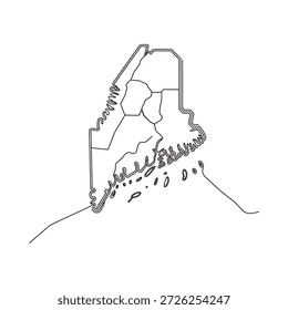 Mapa del estado de Maine con condados delineados