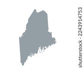 Map of the Maine state in grey color isolated on white background. Vector illustration