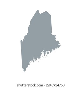 Map of the Maine state in grey color isolated on white background. Vector illustration