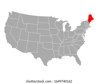 Map of Maine in USA on white