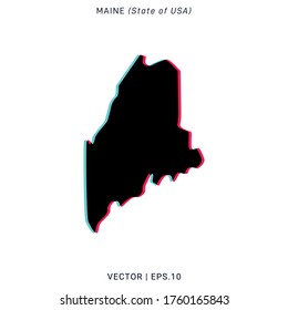 Map of Maine Vector Design Template