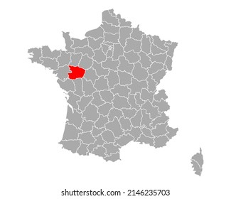 Map of Maine-et-Loire in France on white