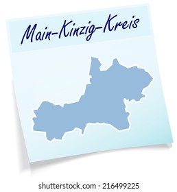 Map of Main-Kinzig-Kreis as sticky note in blue