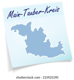 Map of Main-Tauber-Kreis as sticky note in blue