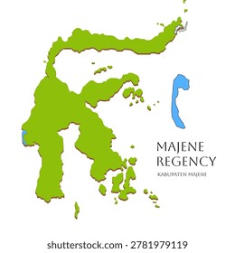 Map of Majene Regency highlighted on Sulawesi Island with modern regional cartography and clean geographic layout. Vector illustration ideal for educational and infographic use