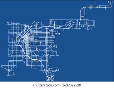 Map of major roads of Denver, Colorado, USA