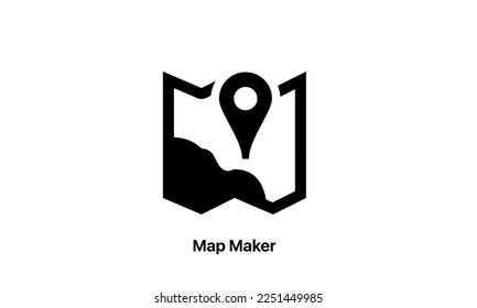 map maker vector icon black and white simple style perfect pixel white background eps 8