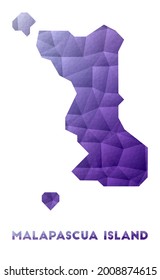 Map of Malapascua Island. Low poly illustration of the island. Purple geometric design. Polygonal vector illustration.