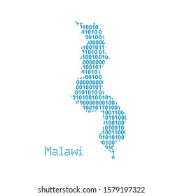 map of Malawi from binary code vector illustration