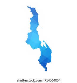 Map of Malawi - Blue Geometric Rumpled Triangular , Polygonal Design For Your . Vector illustration eps 10.