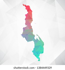 Map of Malawi. Colorful Geometric Rumpled Triangular , Polygonal Design For Your . Vector illustration eps 10.