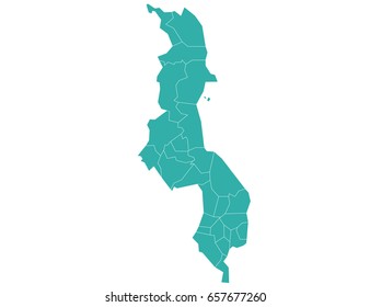 map of malawi isolated on white background