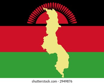 map of Malawi and Malawian flag illustration