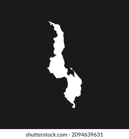 Mapa de Malawi en fondo negro