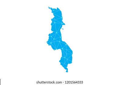 Map of Malawi from Polygonal wire frame low poly mesh,Malawi map Vector Illustration EPS10.