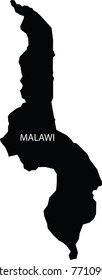 Map of Malawi vector black on white background