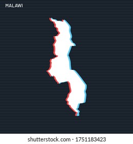 Map of Malawi Vector Design Template On Dark Background.
