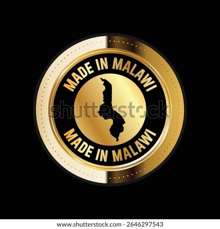 Map of Malawi. Vector illustration. Logo, Icon, and Symbol. Malawi map gold seal. 
