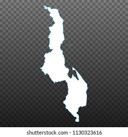 Map of Malawi. Vector illustration on transparent background. Items are placed on separate layers and editable. Vector illustration eps 10.