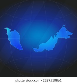 Mapa de Malasia de color azul. Plantilla para sitio web, informe anual, noticias, infografías. Ilustración vectorial 