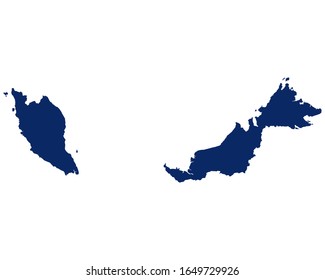Map of Malaysia in blue colour