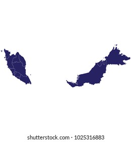 Map of Malaysia - Blue Geometric Rumpled Triangular , Polygonal Design For Your . An Illustration of a colourfully filled outline of Malaysia, Vector illustration eps 10.