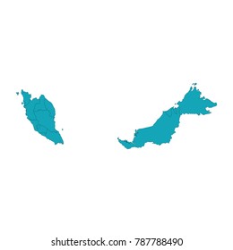Map of Malaysia - Blue Geometric Rumpled Triangular , Polygonal Design For Your . An Illustration of a colourfully filled outline of Malaysia, Vector illustration eps 10.
