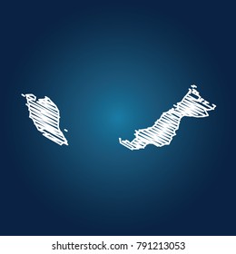 Map of Malaysia, Drawing map on blackboard of Malaysia. drawn on chalkboard with scribbled map of Malaysia can be use for education. vector illustration.