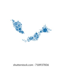 map of malaysia filled with pentagons of different sizes and degrees of transparency