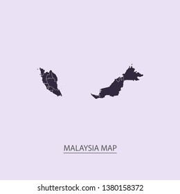 Map of Malaysia - High detailed map violet outline map with caption on violet background.Abstract design vector illustration eps 10.