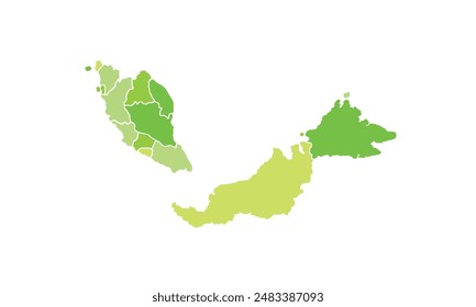 Map of Malaysia isolated modern colorful style. for website layouts, background, education, precise, customizable, Travel worldwide, map silhouette backdrop, earth geography, political, reports. 