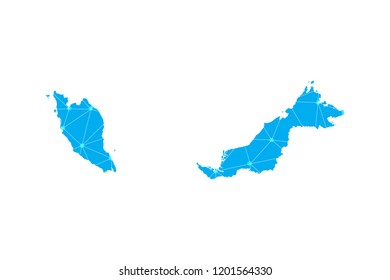 Map of Malaysia from Polygonal wire frame low poly mesh,Malaysia map Vector Illustration EPS10.
