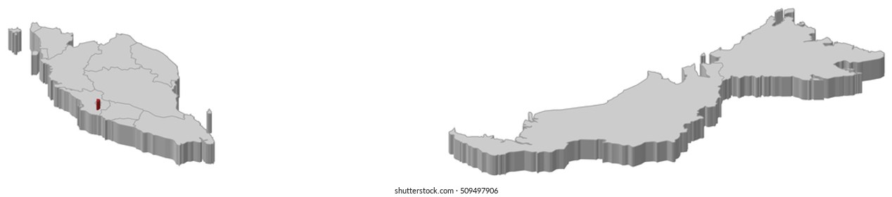 Map - Malaysia, Putrajaya - 3D-Illustration