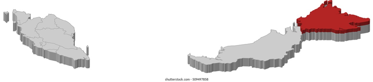 Map - Malaysia, Sabah - 3D-Illustration