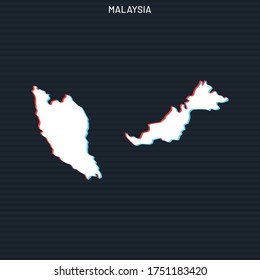 Map of Malaysia Vector Design Template On Dark Background.