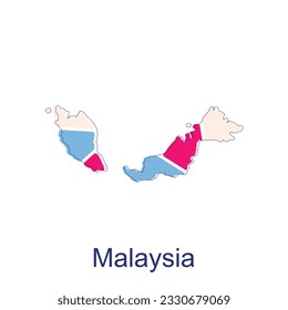 Map of Malaysia vector design template, World Map International vector template with outline graphic sketch style isolated on white background