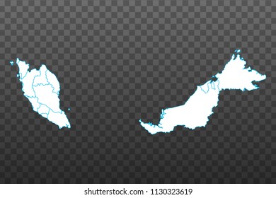 Map of Malaysia. Vector illustration on transparent background. Items are placed on separate layers and editable. Vector illustration eps 10.