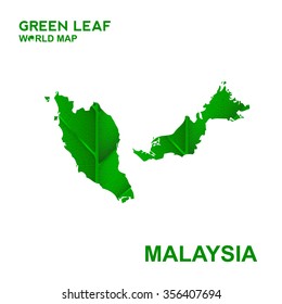 Map Of Malaysia,Nature green leaf, vector illustration