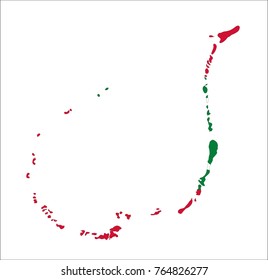 Map Of Maldives With Flag Isolated On White Background.