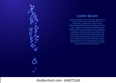 Karte der Malediven aus polygonal blauen Linien und Vektorillustration der leuchtenden Sterne