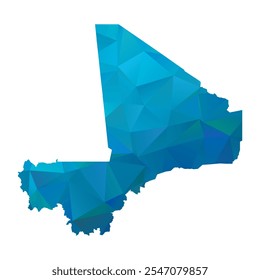 Mapa de Mali - Projeto Poligonal Azul para o seu. Ilustração vetorial eps 10.