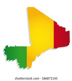 map of Mali with the image of the national flag