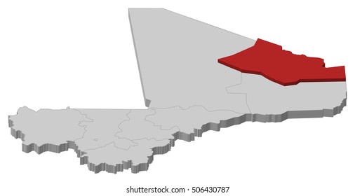 Map - Mali, Kidal - 3D-Illustration