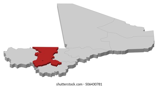 Map - Mali, Koulikoro - 3D-Illustration