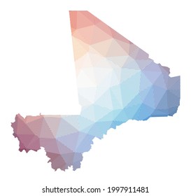 Mapa de Mali. Baja ilustración policial del país. Diseño geométrico con rayas. Tecnología, Internet, concepto de red. Ilustración vectorial.